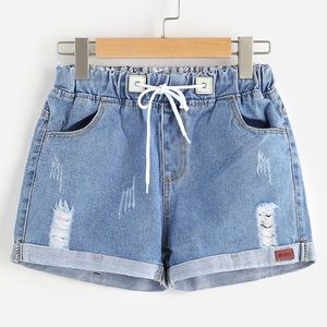 Denim Drawstring Shorts NWOT